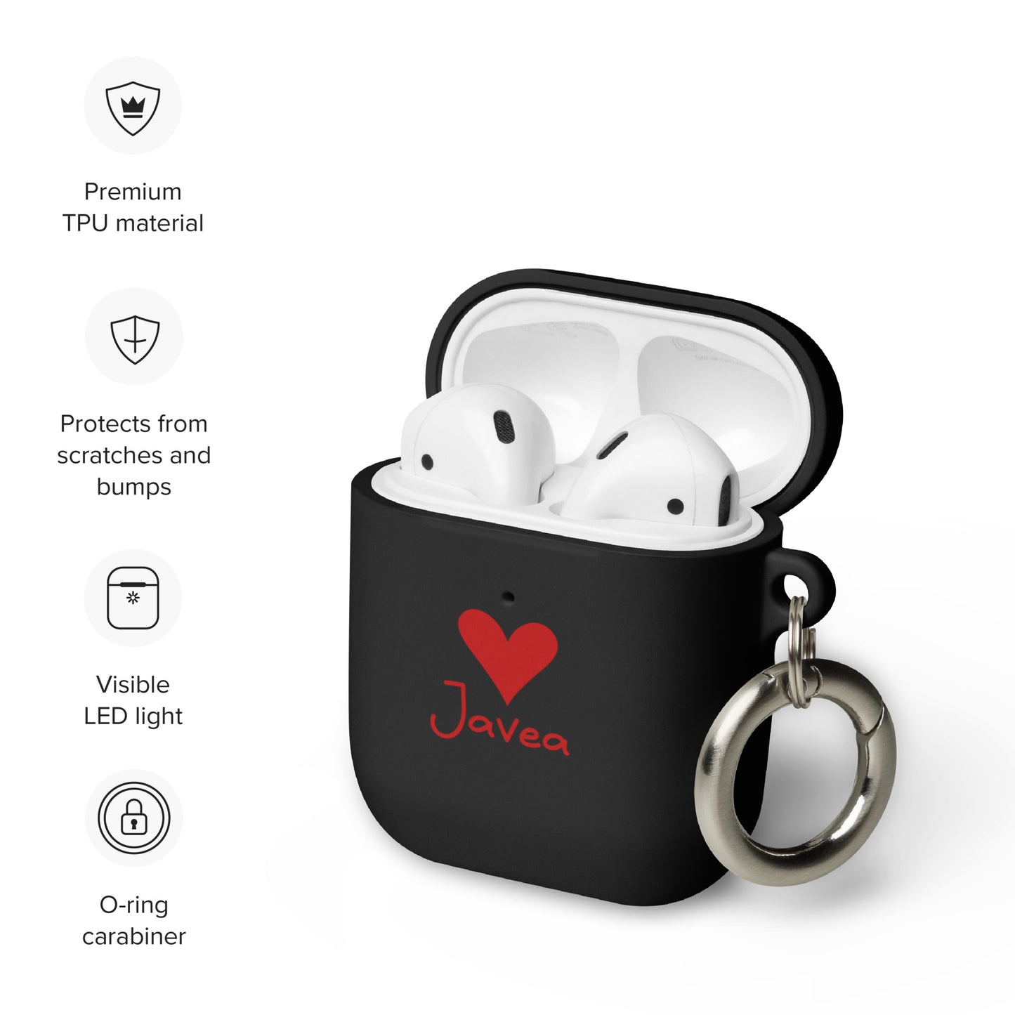 Javea Heart AirPods Case - Protect Your AirPods with Costa Blanca Rubber Case for AirPods®