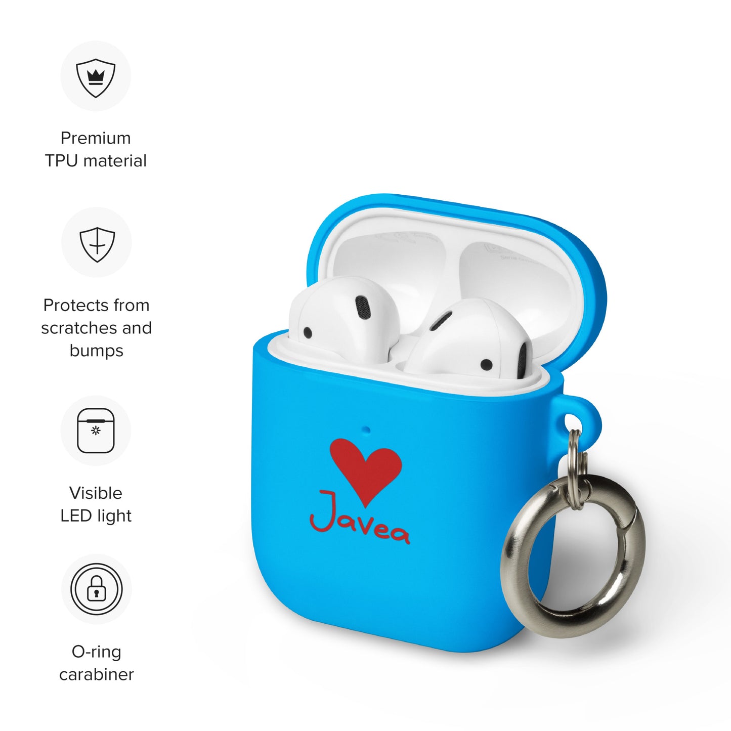 Javea Heart AirPods Case - Protect Your AirPods with Costa Blanca Rubber Case for AirPods®