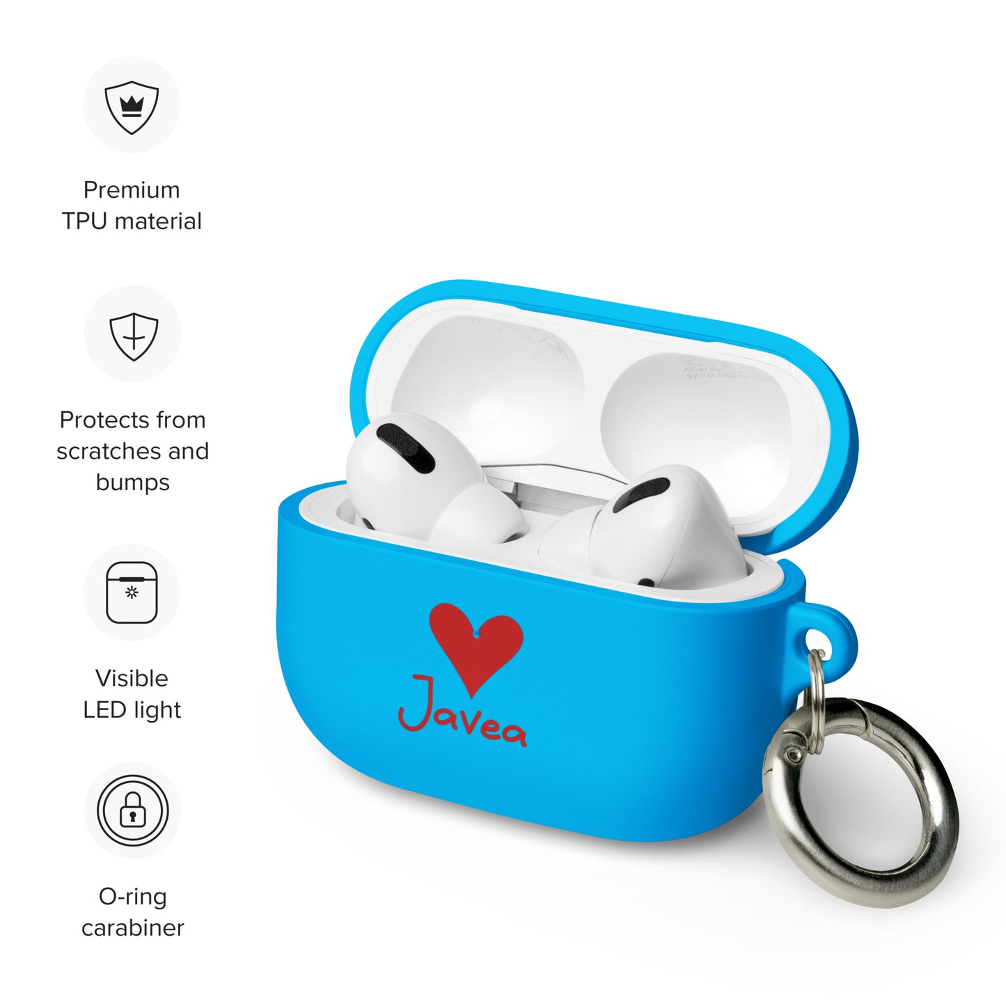 Javea Heart AirPods Case - Protect Your AirPods with Costa Blanca Rubber Case for AirPods®