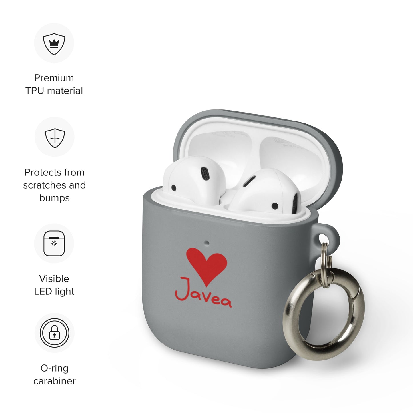 Javea Heart AirPods Case - Protect Your AirPods with Costa Blanca Rubber Case for AirPods®