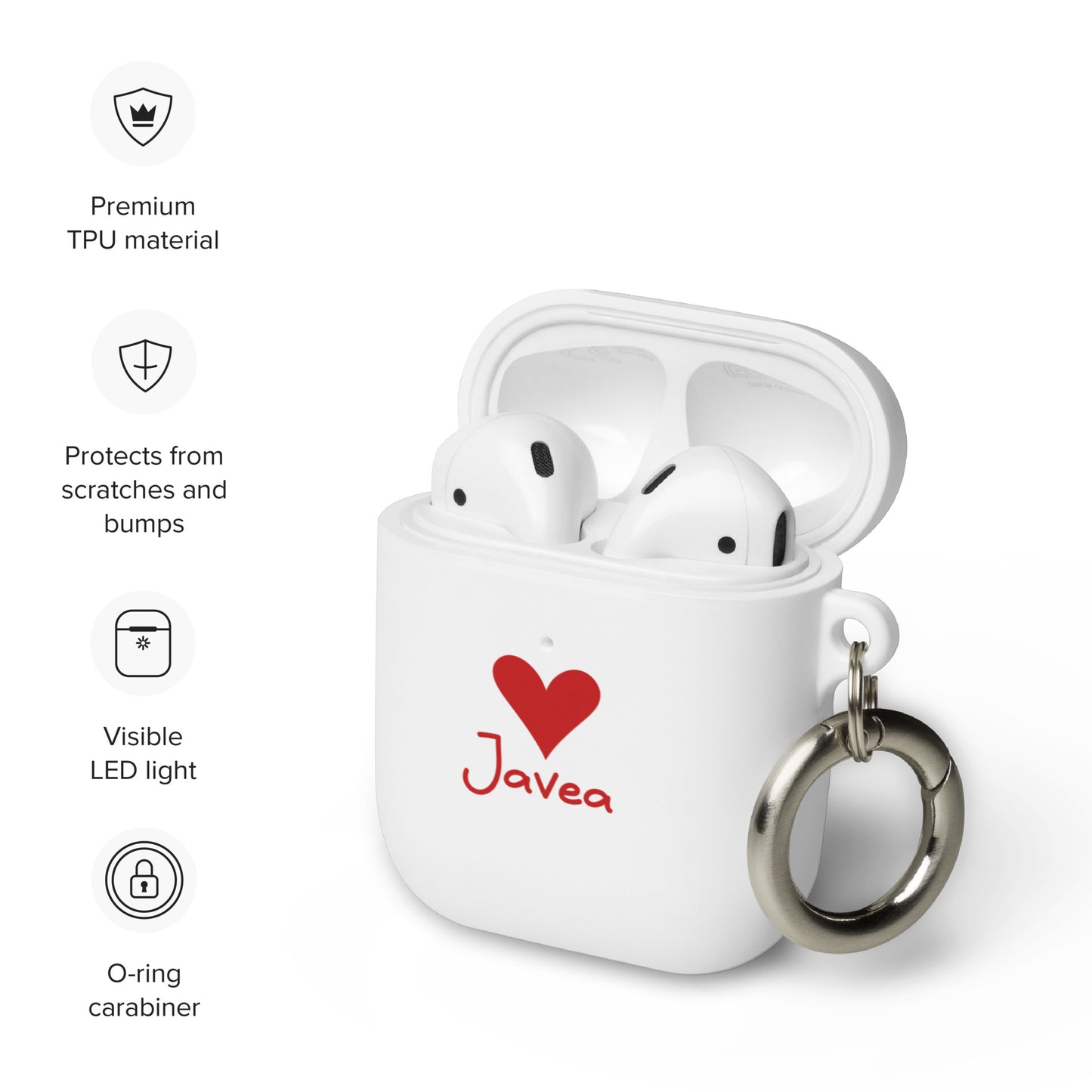 Javea Heart AirPods Case - Protect Your AirPods with Costa Blanca Rubber Case for AirPods®