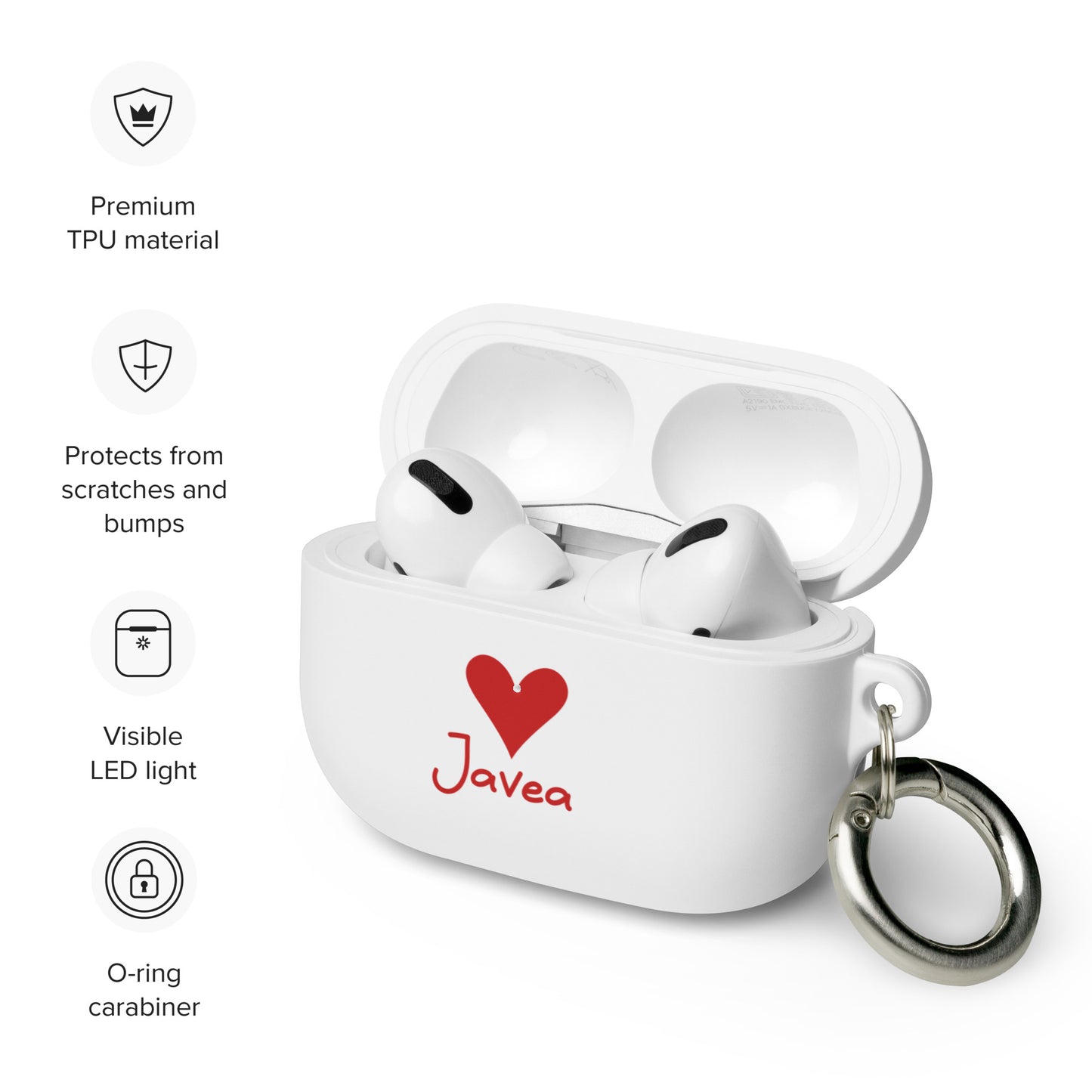 Javea Heart AirPods Case - Protect Your AirPods with Costa Blanca Rubber Case for AirPods®